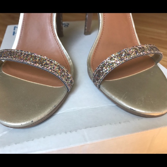 Gold glitter ankle strap high heels - Picture 4 of 6